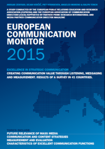 European Communication Monitor Topics 2015 Mass Media Content Measurement Evaluation Excellent Communication Functions