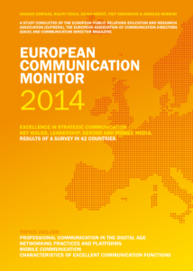 European Communication Monitor Topics 2014 Digital Mobile Communication Mentoring Networking Excellent Functions